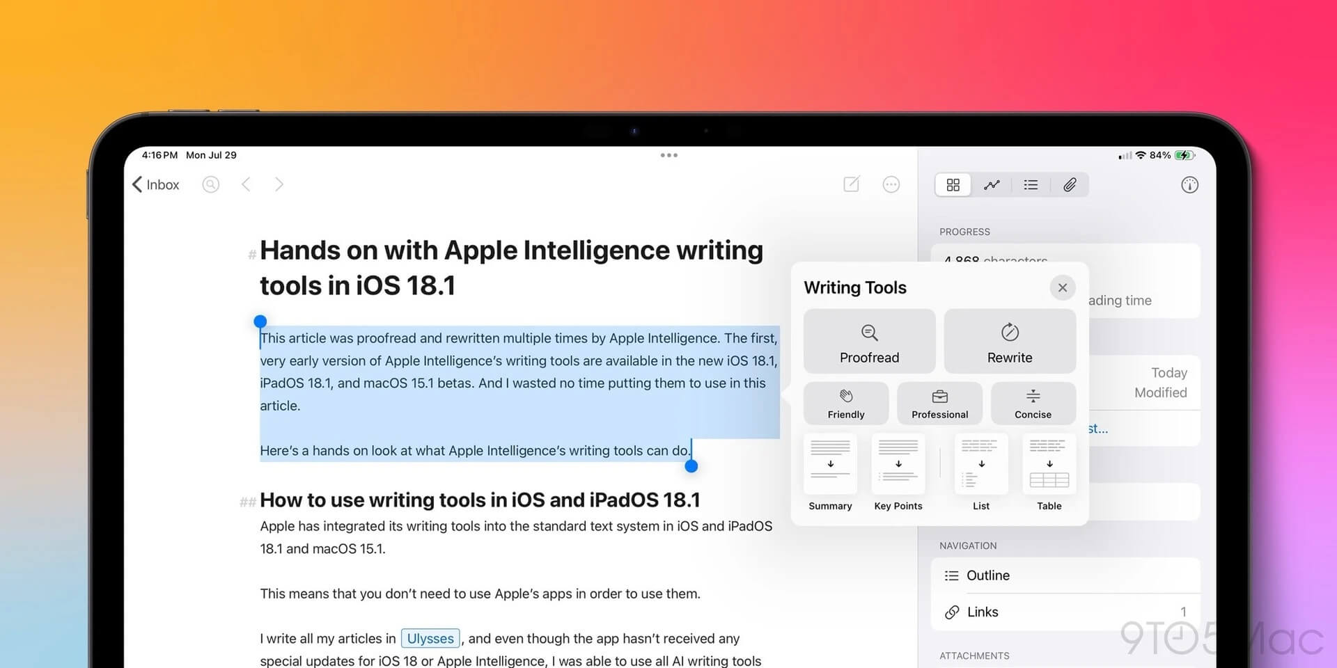 Công Cụ Xử Lý Văn Bản Của Apple Intelligence. Ảnh 9to5mac