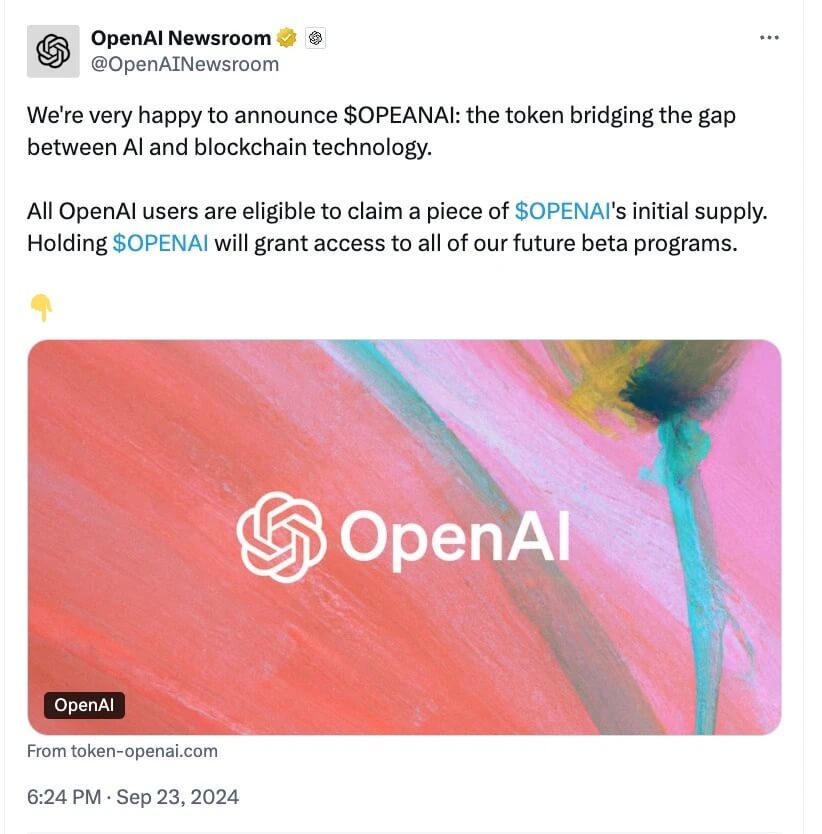 Bài đăng từ $OPENAI bị xóa sau một giờ.