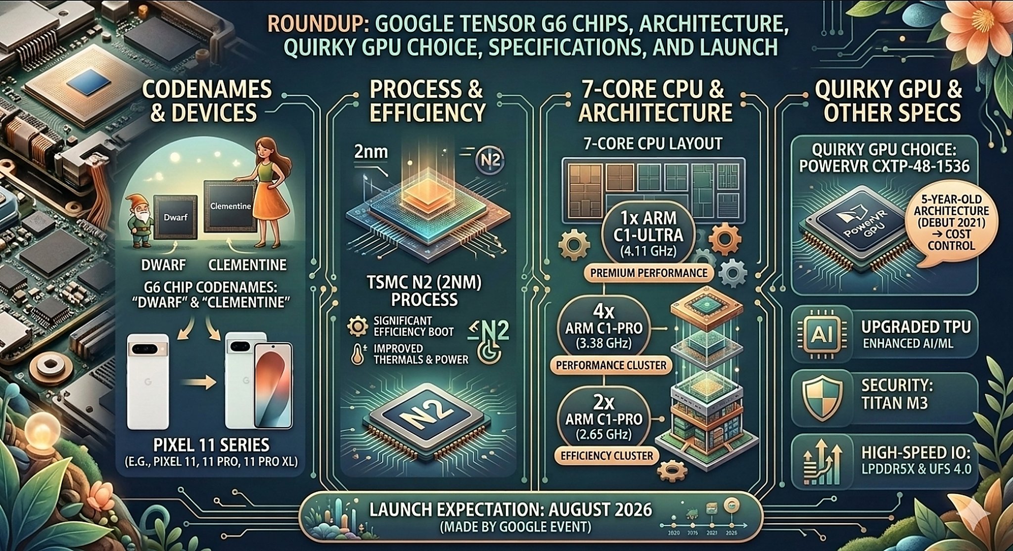 Google Tensor G6 lộ kiến trúc GPU lạ, thông số và lịch ra mắt