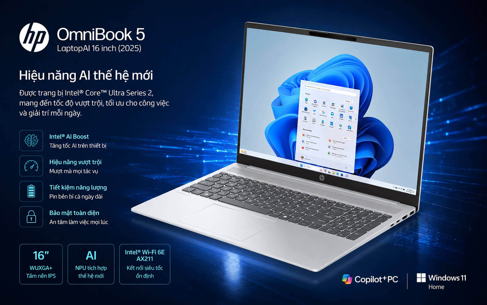 HP OmniBook 5 - Sức mạnh từ chip Intel Core Ultra thế hệ mới giúp