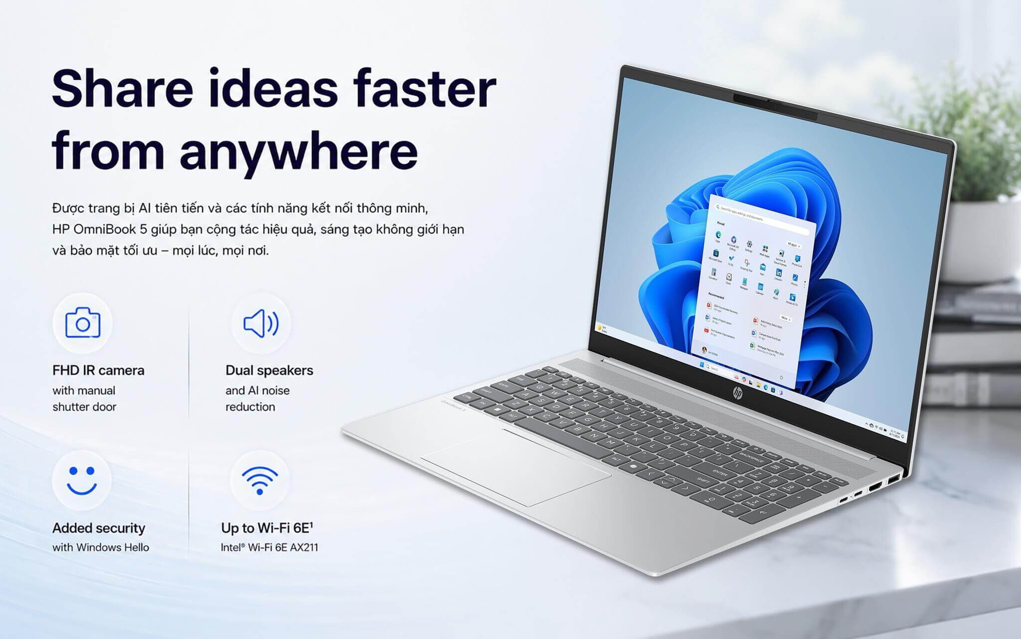 HP OmniBook 5 - Trải nghiệm nhập liệu chính xác và âm thanh sống đ
