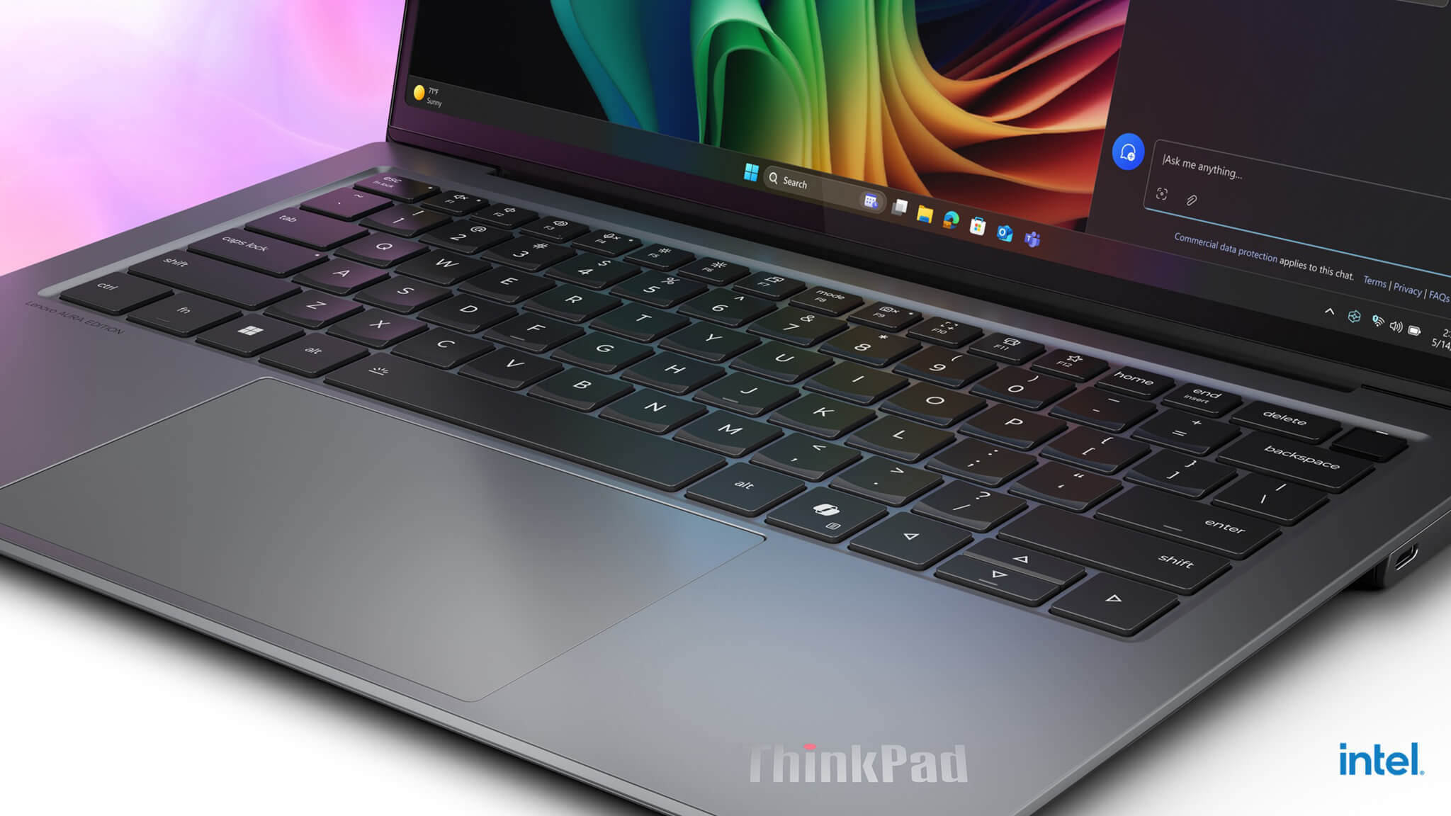 ThinkPad X9 14 inch Aura Edition - Bàn phím ThinkPad kinh điển và touchpad rộng, gõ v