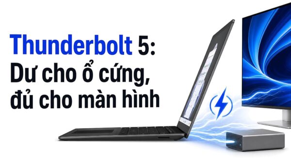 Cổng Thunderbolt 5: Dư băng thông cho ổ cứng, vừa đủ cho màn hình