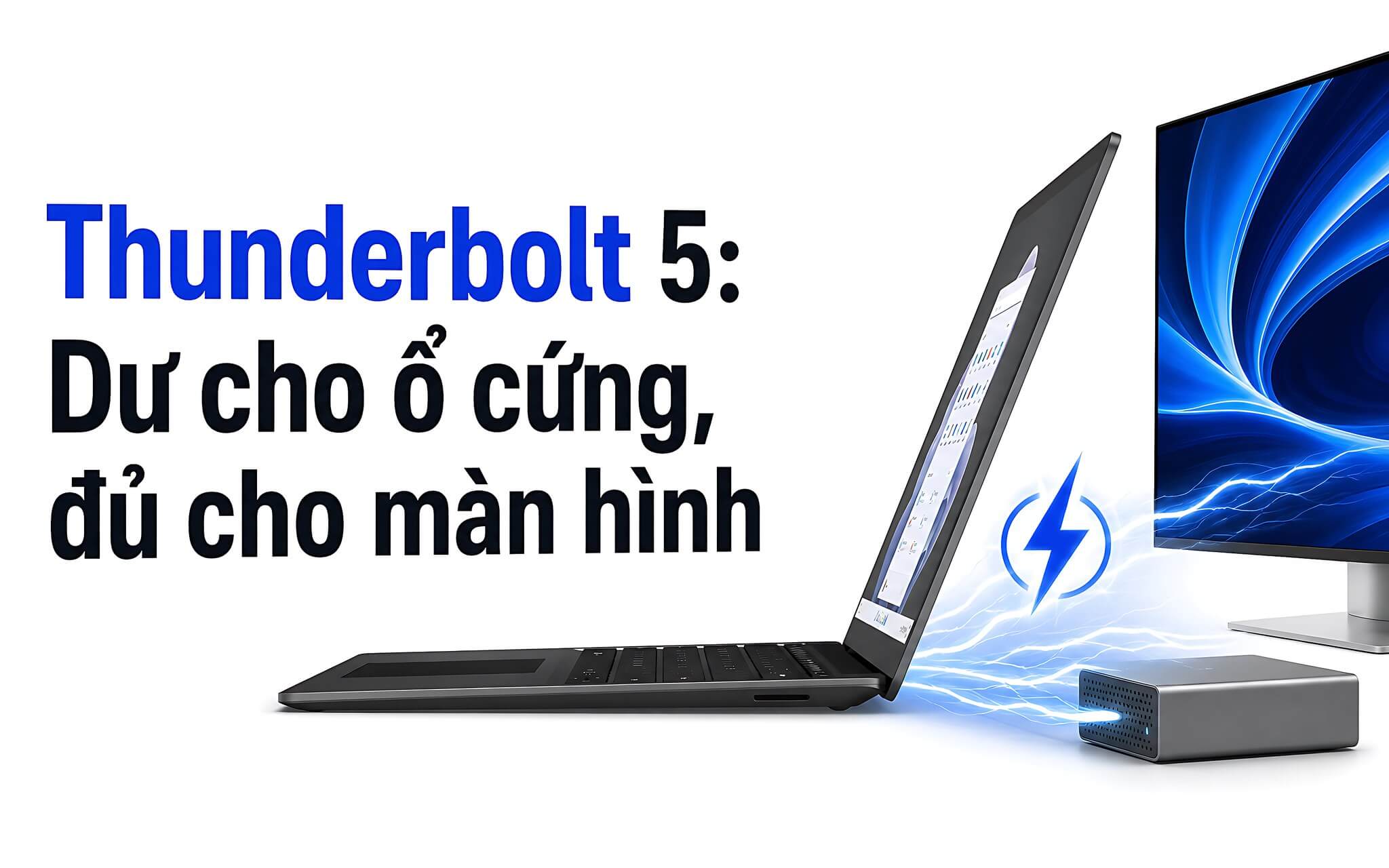 Cổng Thunderbolt 5: Dư băng thông cho ổ cứng, vừa đủ cho màn hình
