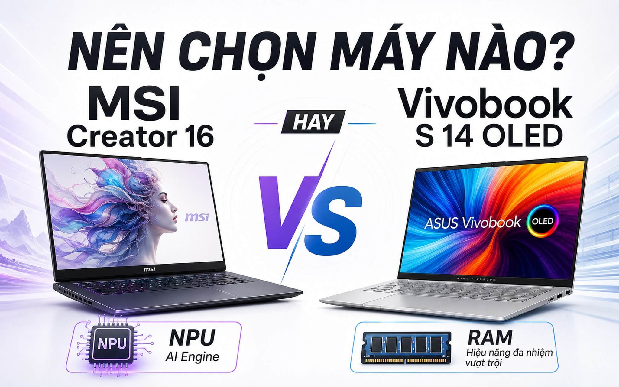 MSI Creator 16 đọ Asus Vivobook S 14 OLED hiệu năng hay cơ động