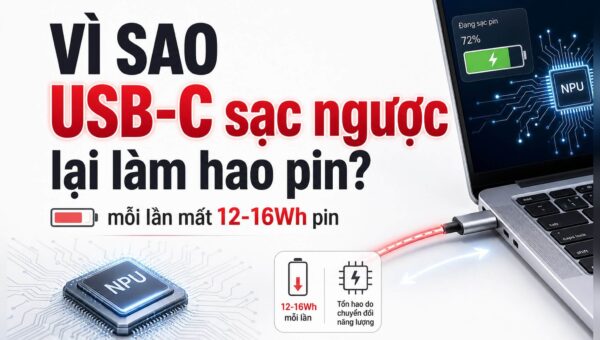 USB-C sạc ngược: Ranh giới mỏng giữa cứu điện thoại và hao pin Laptop