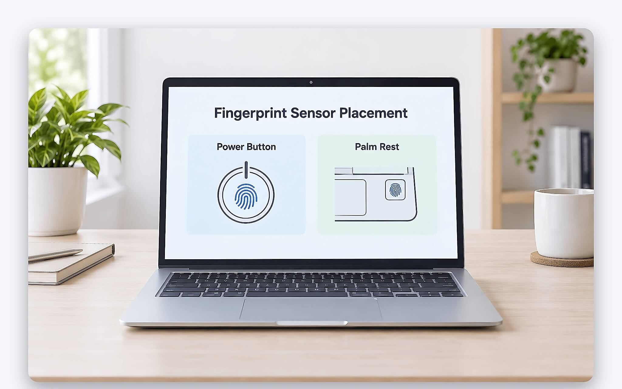 Nút nguồn tích hợp vân tay và cảm biến rời trên touchpad Nút nguồn tích hợp vân tay và cảm biến rời trên touchpad
