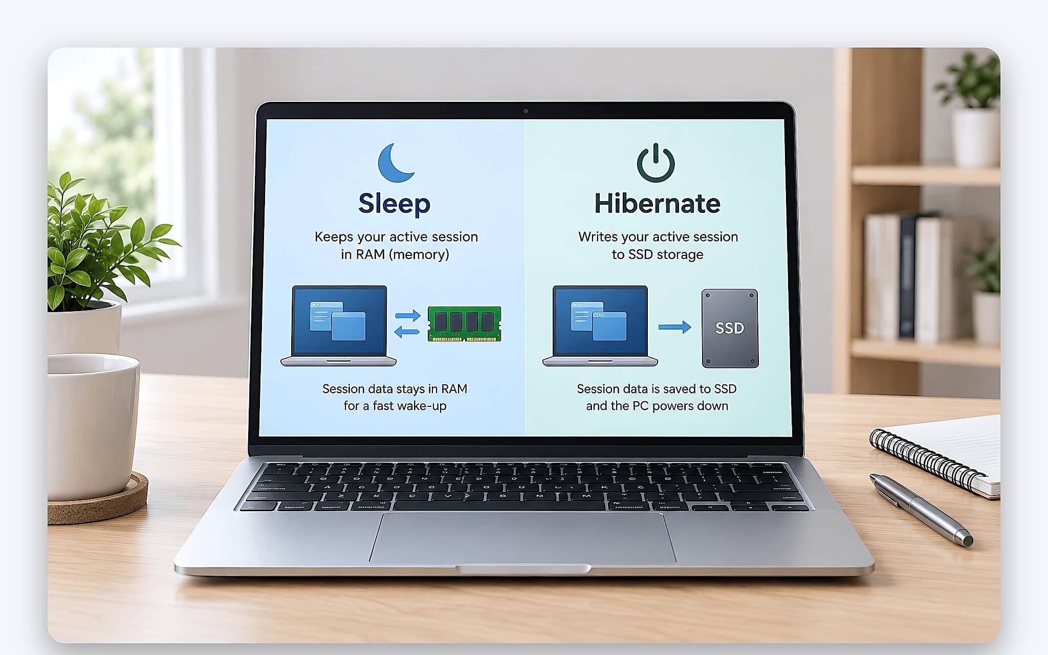 Cơ chế lưu trữ phiên làm việc của Sleep và Hibernate Cơ chế lưu trữ phiên làm việc của Sleep và Hibernate