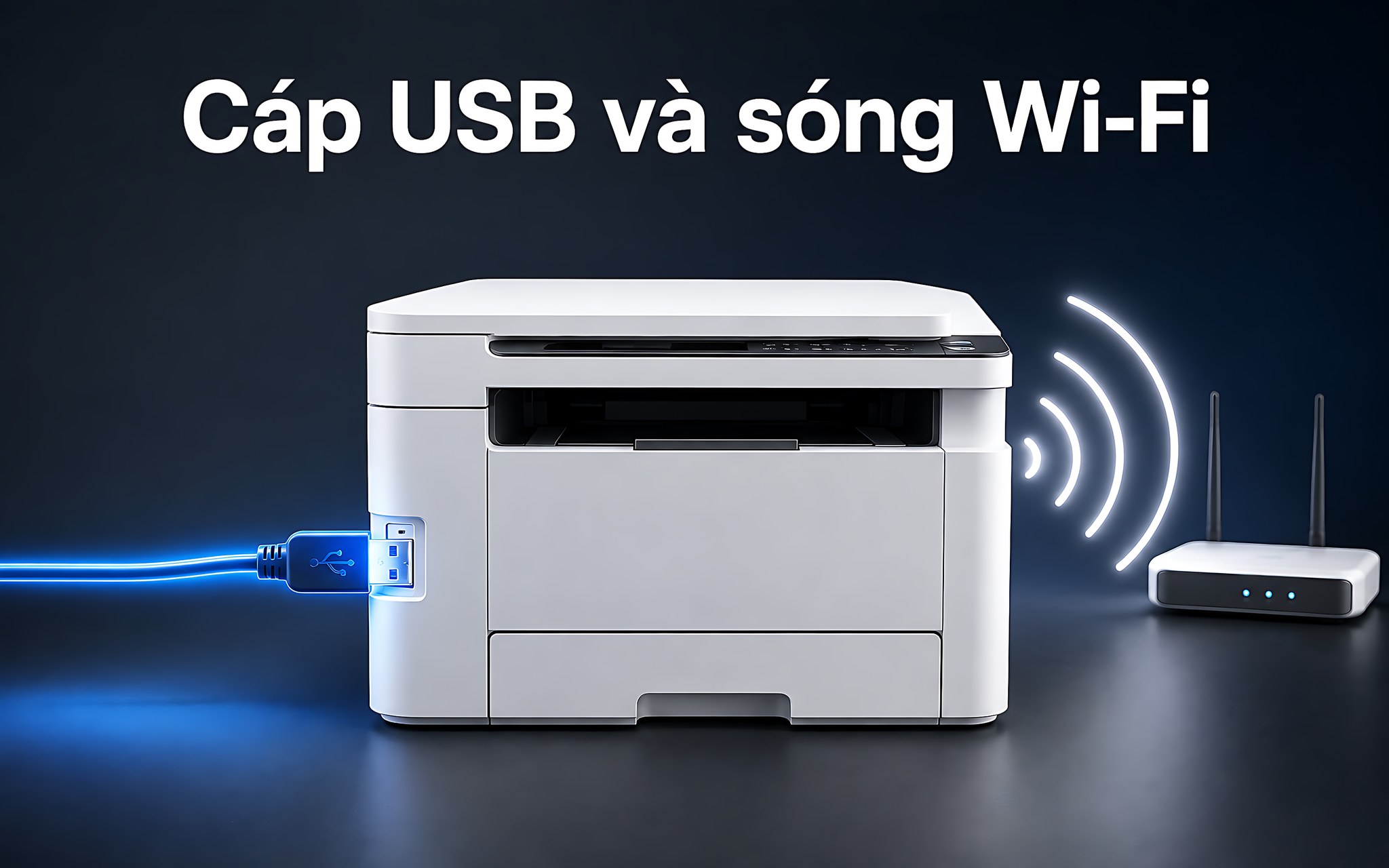 Bản chất truyền dẫn của kết nối máy in qua cáp USB và Wi-Fi