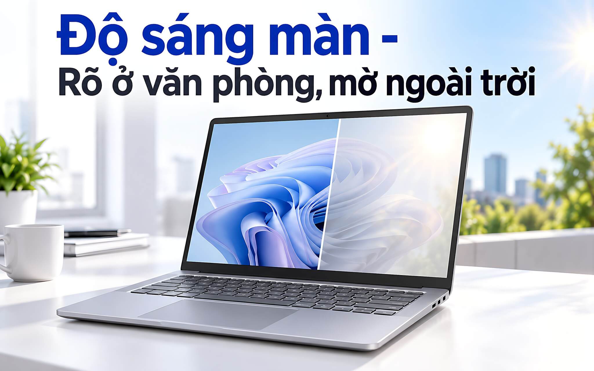 Độ sáng màn - Rõ ở văn phòng nhưng ra ngoài trời lại tối mờ
