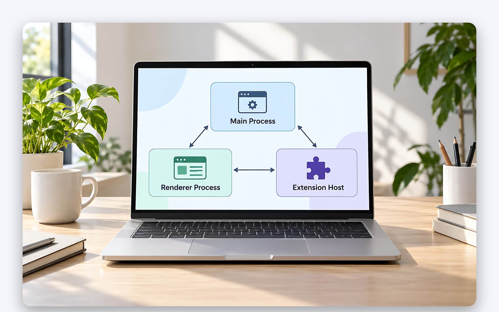Laptop mở trình soạn mã Cursor với nhiều tiến trình chạy nền chiếm bộ nhớ