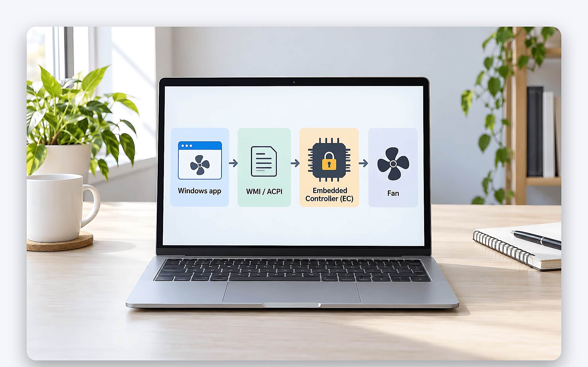 Bộ điều khiển nhúng EC quản lý tốc độ quạt bên trong laptop