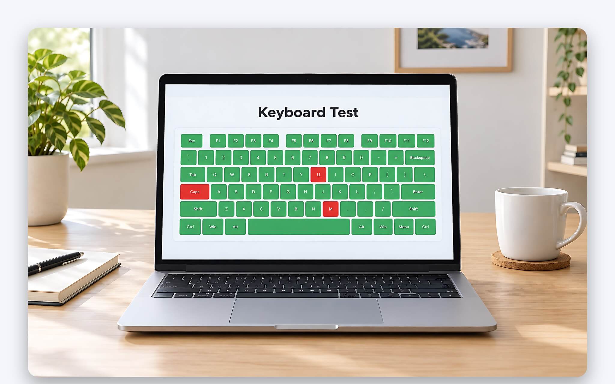 Laptop đang được kiểm tra nguyên nhân liệt phím laptop trên bàn làm việc