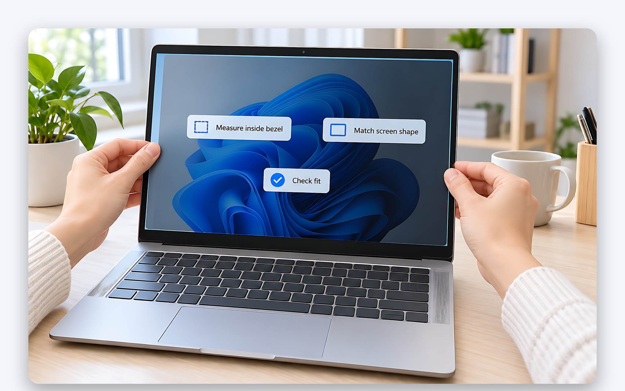 Đo đường chéo và tỉ lệ để chọn tấm lọc chống nhìn trộm cho laptop