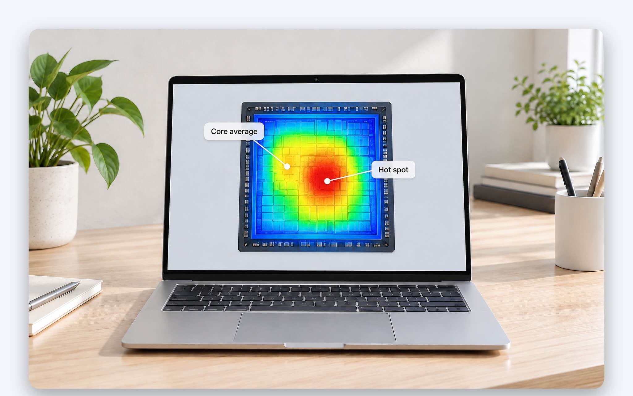 Phân bố nhiệt không đều trên đế chip khiến điểm nóng GPU cao hơn nhiệt nhân