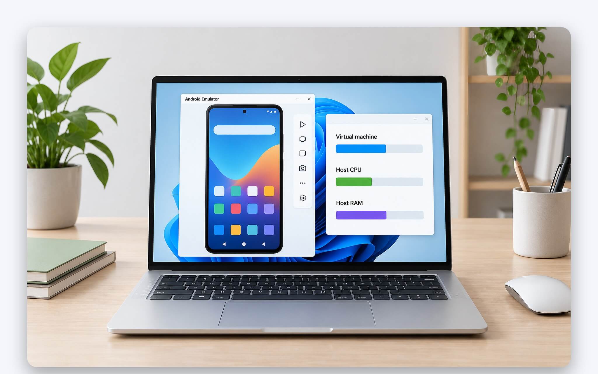 Trình giả lập Android hiển thị game mobile trong cửa sổ trên laptop Windows